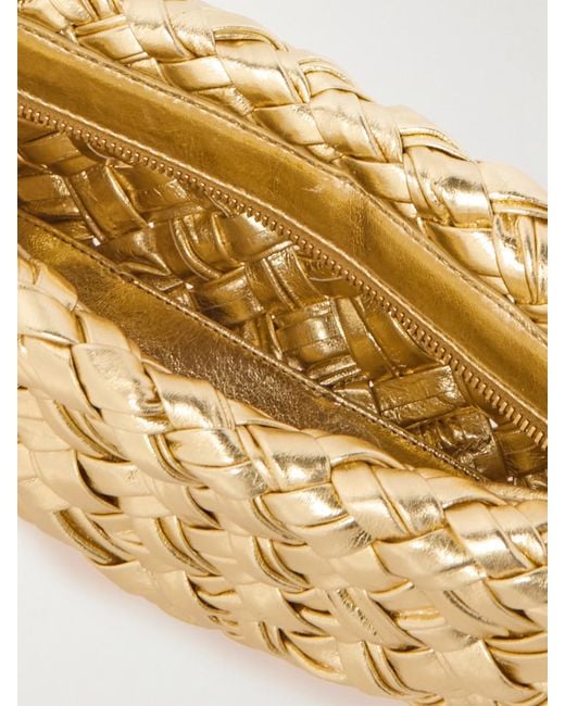 Bottega Veneta Kalimero Cha-Cha Gathered Intrecciato Metallic Leather Shoulder Bag