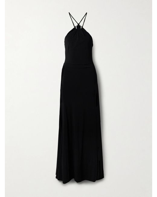 TOVE Black Mika Neckholder-Midikleid Aus Stretch-Strick Mit Verzierung