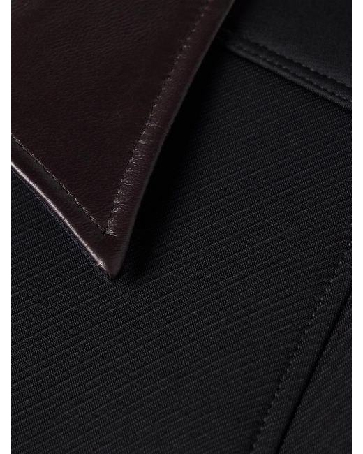Tibi Black Leather-Trimmed Twill Jacket