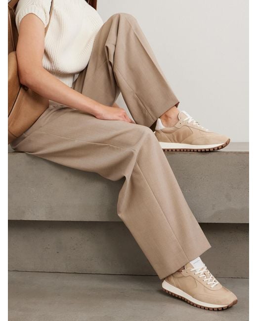 Gianvito Rossi Natural Gravel Suede, Leather And Shell Sneakers