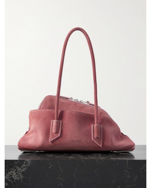 The Attico Pink La Passeggiata Small Asymmetric Suede Tote