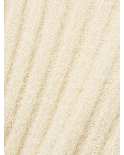 Khaite White Claire Ribbed Brushed Silk And Cashmere-Blend Midi Skirt