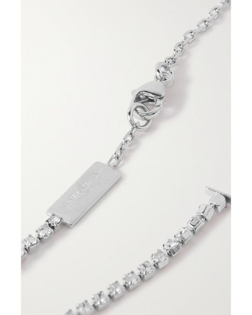 Saint Laurent Natural Tone Crystal Bracelet