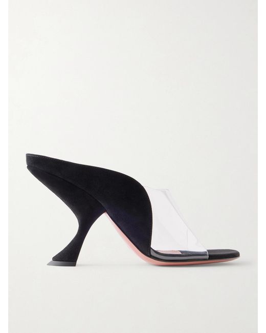 AMINA MUADDI Black Mackenzie Pvc-Trimmed Suede Sandals
