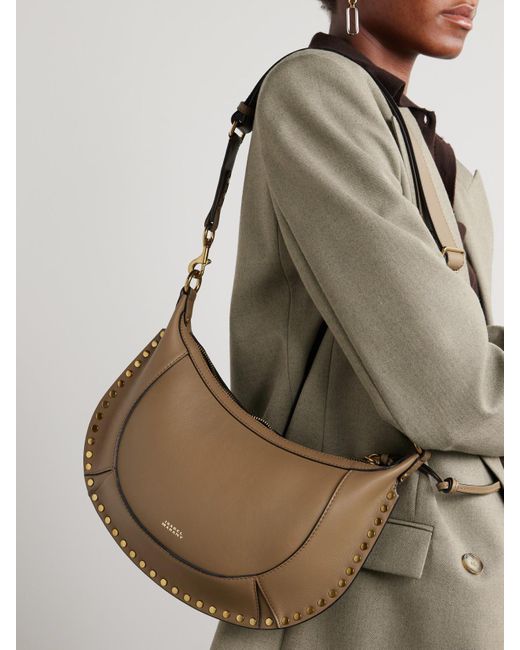 Isabel Marant Brown Oskan Moon Schultertasche Aus Leder Mit Nieten