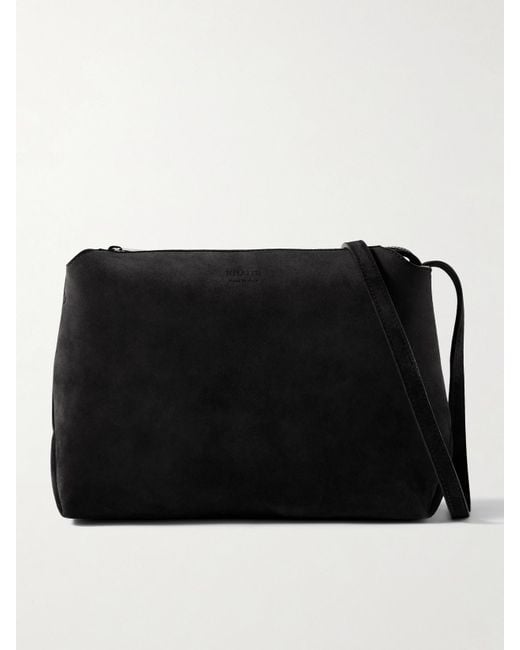 Khaite Black Lina Medium Suede Shoulder Bag
