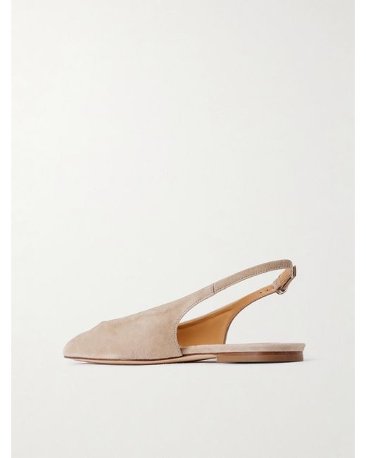 Aeyde Natural Amelia Suede Slingback Ballet Flats
