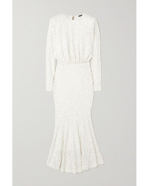 white sequin midi