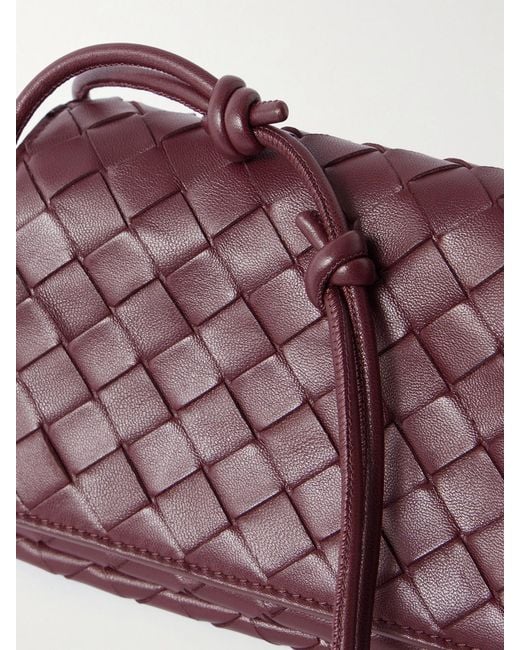 Bottega Veneta Purple Notturno Intrecciato Leather Shoulder Bag