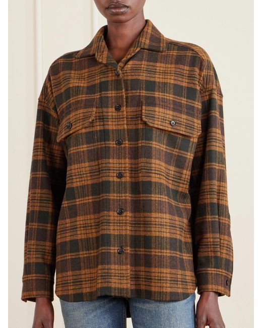 Loro Piana Brown Darby Checked Wool And Cashmere-Blend Shirt