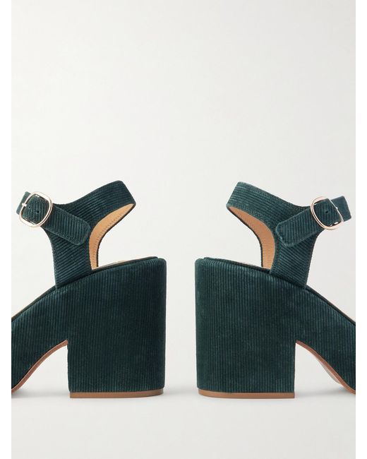 Gabriela Hearst Green Iman 100 Ribbed Suede Sandals