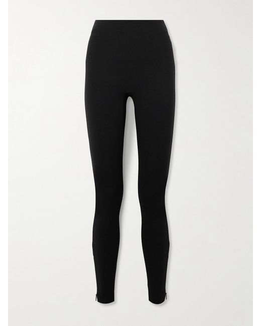 Spanx Black Supersmooth Perfectfit Zip-Embellished Stretch-Ponte Leggings