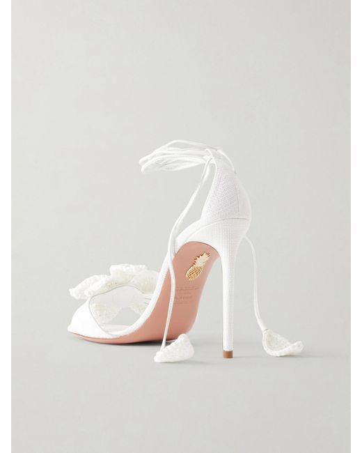 Aquazzura White Calypso 105 Raffia Sandals