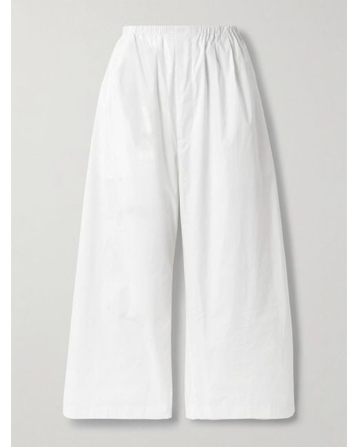 Proenza Schouler White Kayla Cropped Cotton-Poplin Wide-Leg Pants