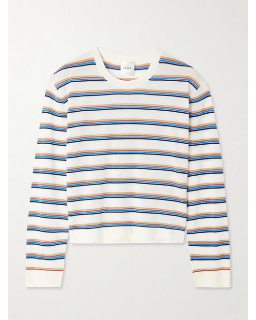 Leset Gray James Striped Merino Wool Sweater