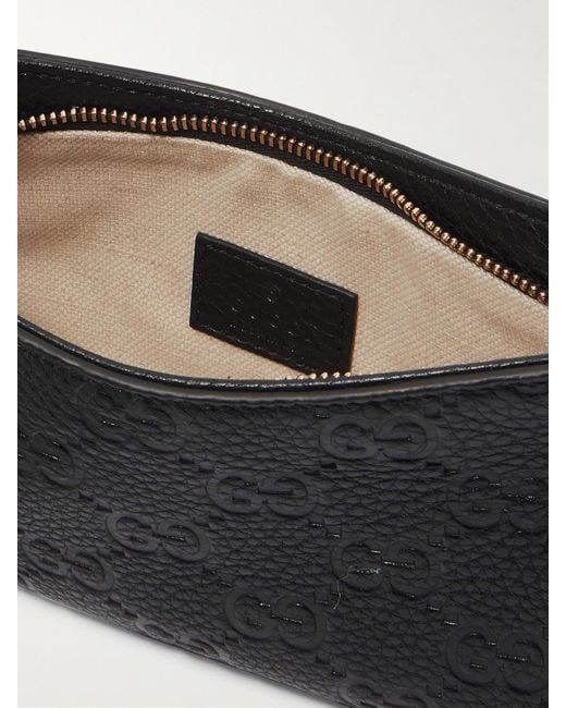 Sac Porté Épaule En Cuir Texturé Gaufré Gg Emblem Mini Gucci en coloris White
