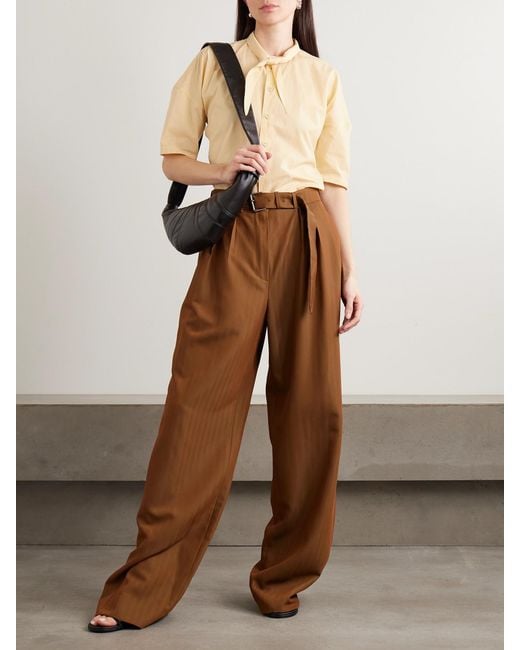 Lemaire Natural Tie-Neck Cotton-Muslin Shirt