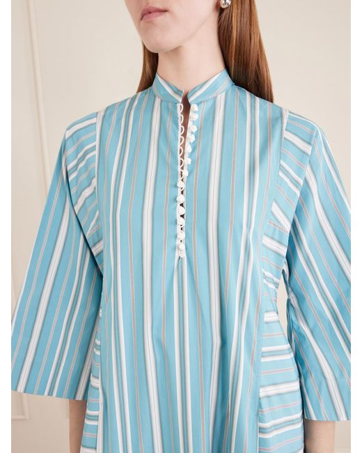 Thierry Colson Blue Rachel Striped Cotton-Poplin Kaftan