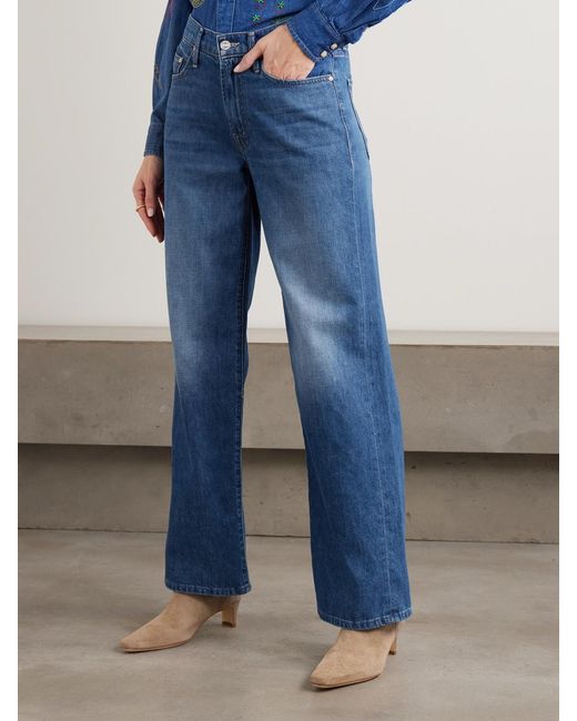 Mother Blue The Maven Skimp Mid-Rise Straight-Leg Jeans