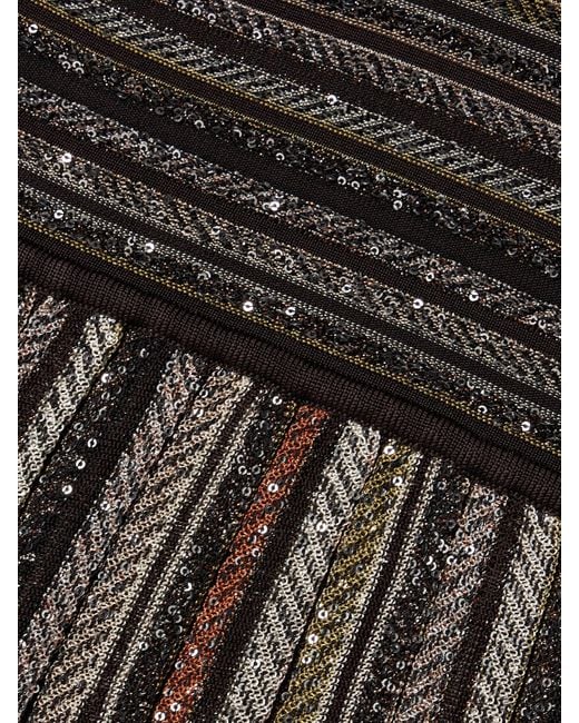 Missoni Black Maxikleid Aus Gestreiftem Jersey Mit Pailletten Und Wickeleffekt