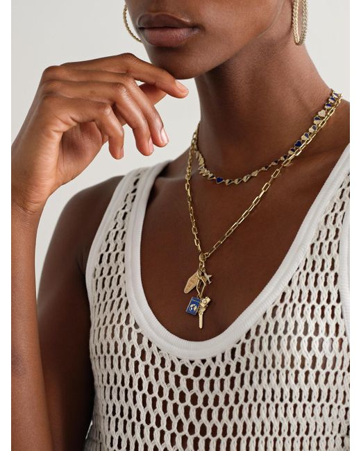Sydney Evan Natural 14-Karat, Enamel And Diamond Necklace