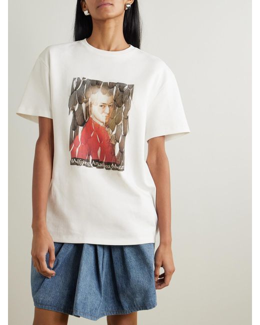 Loewe White T-Shirt Aus Jersey Aus Einer Baumwollmischung Mit Print