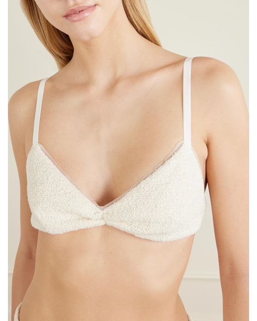 Khaite White Talita Cotton-Blend Poplin Bralette
