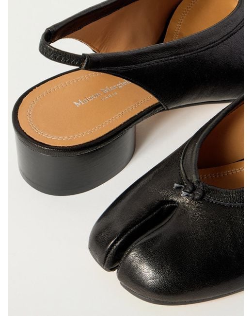 Maison Margiela Black Tabi Split-Toe Leather Slingback Pumps