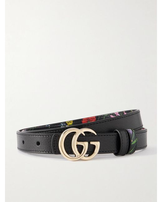 Gucci Multicolor Marmont Reversible Floral-Print Leather Belt