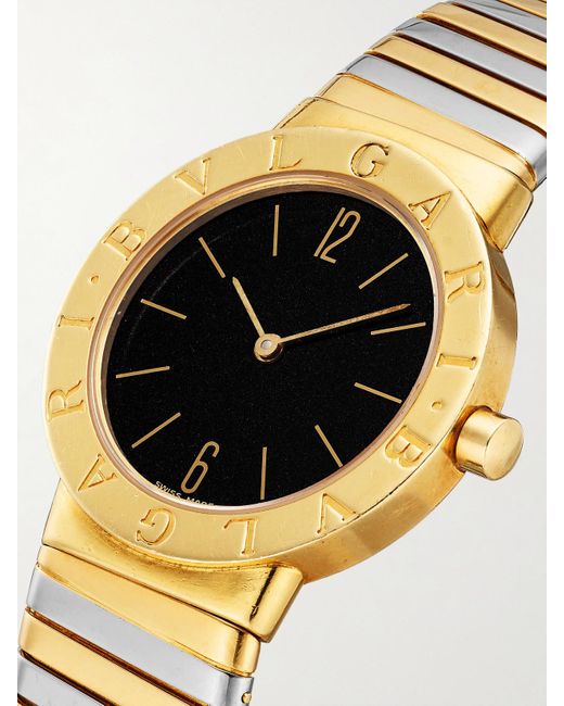 Stephanie Windsor Metallic Bvlgari Vintage Tubogas 1990S Automatic 30Mm 18-Karat And Watch