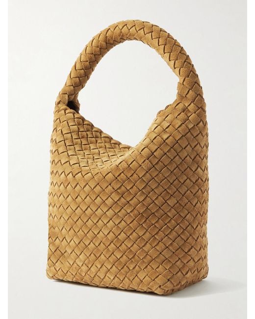 Bottega Veneta Natural Cabat Small Intrecciato Suede Bucket Bag