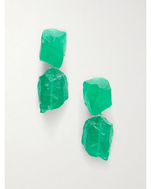 Completedworks Green Plated And Resin Drop Earrings