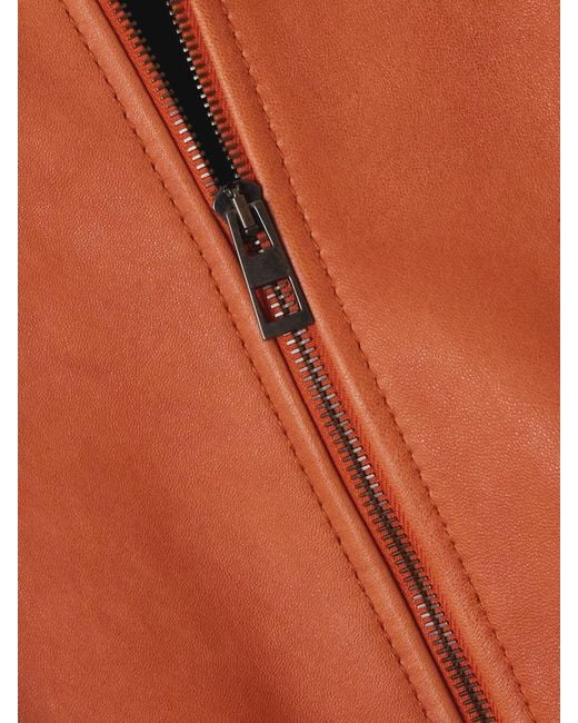 Loewe Orange Hooded Draped Leather Jacket