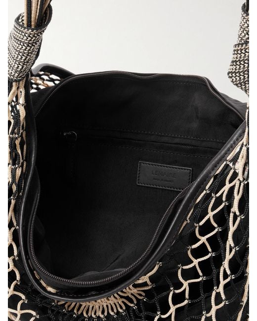 Lemaire Black Croissant Schultertasche Aus Netzmaterial Mit Lederbesätzen