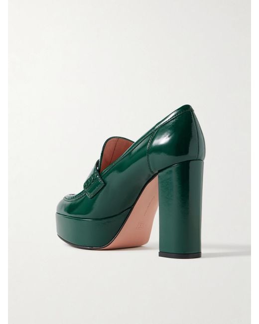 Gianvito Rossi Green Nuit 70 Patent-Leather Platform Pumps