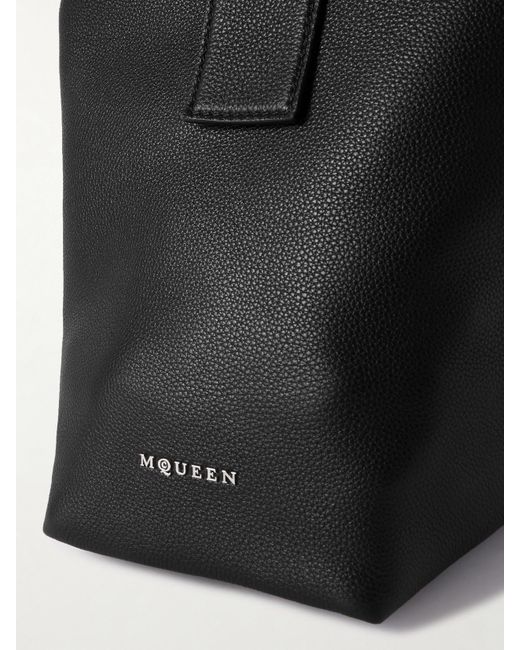 Alexander McQueen Black T-Bar Sling Schultertasche Aus Strukturiertem Leder