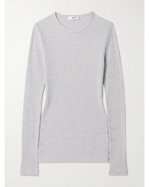 Agolde White Delphi Ribbed Jersey Top