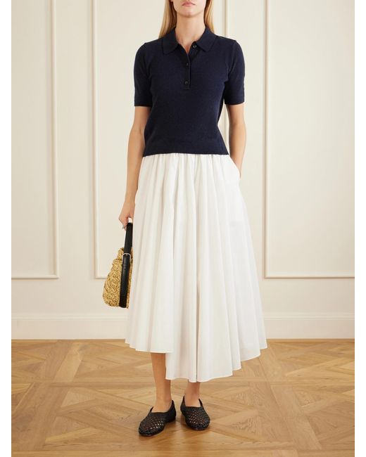 Maria McManus Blue Cashmere And Cotton-Blend Polo Shirt