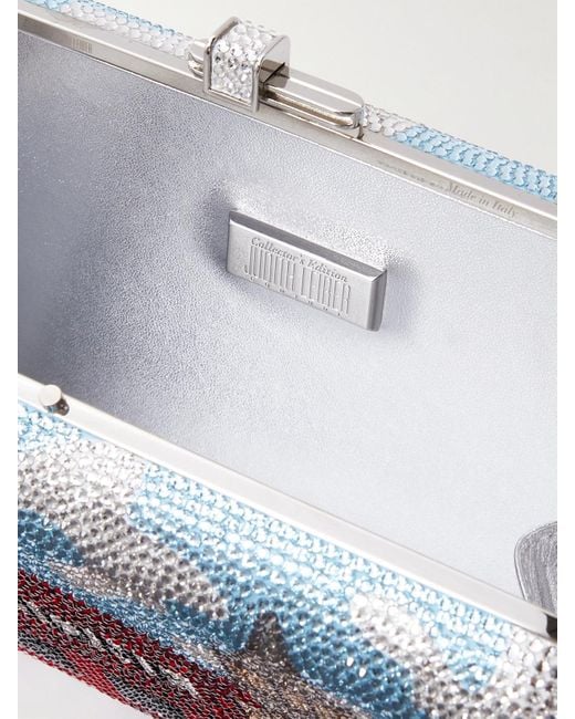 Judith Leiber Red London Big Ben And Telephone Box Silberfarbene Clutch Mit Kristallen