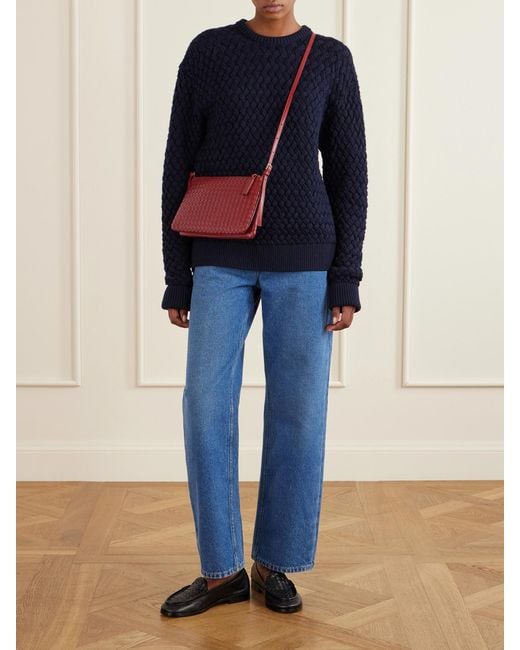 Bottega Veneta Red Gemellini Intrecciato Leather Shoulder Bag