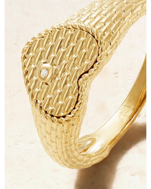 Yvonne Léon Natural Baby Chevalière Coeur 9-Karat Diamond Signet Ring