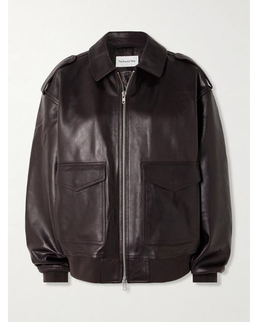 Frankie Shop Black Viper Oversized-Jacke Aus Leder