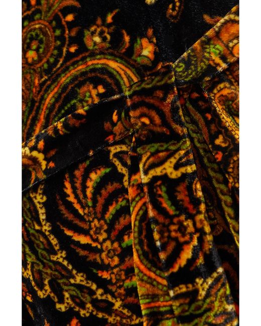 Etro Brown Off-The-Shoulder Belted Paisley-Print Velvet Maxi Dress
