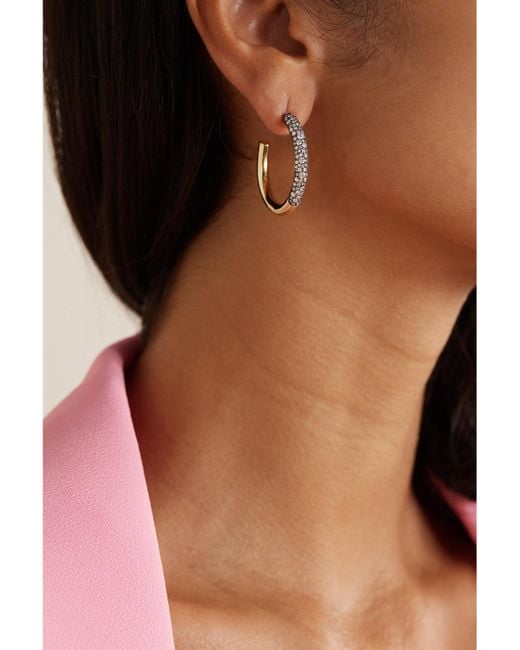 Lucy Delius Natural Dark Side Of The Moon Rhodium-Plated 14-Karat Recycled Diamond Hoop Earrings