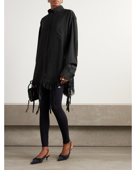 Balenciaga Black Shirt With Lace Trim
