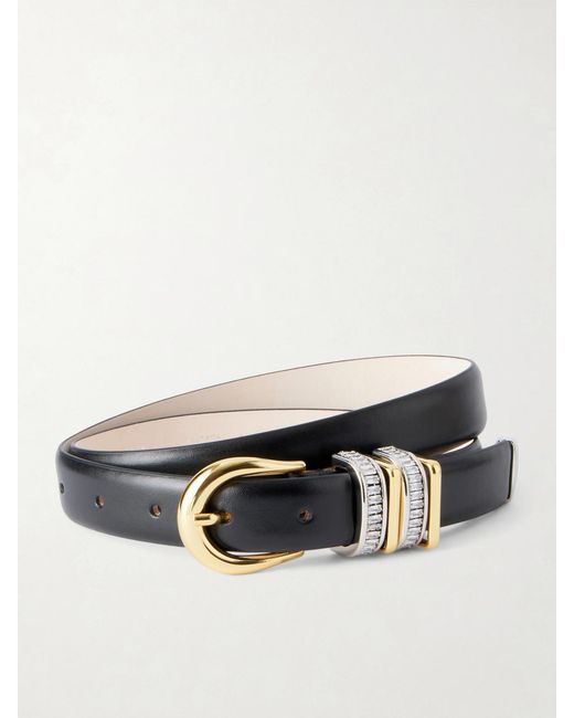 DEHANCHE Black Hollyhock Stone Embellished Leather Belt
