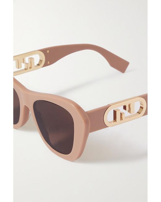 Fendi Brown O'Lock Cat-Eye Acetate And-Tone Sunglasses