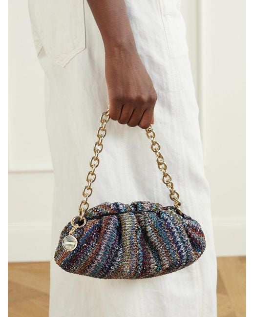 Missoni Blue Caperdoni Sequined Striped Shoulder Bag