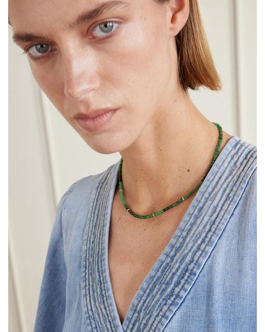 JIA JIA Natural Arizona 14-Karat, Emerald And Diamond Necklace