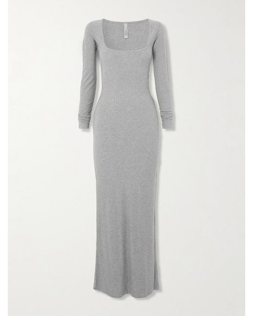 Skims Gray Soft Lounge Long Sleeve Dress